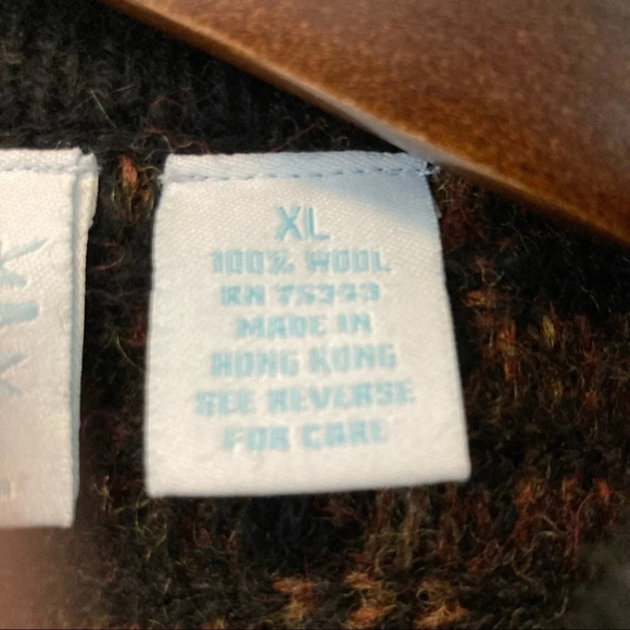 SNOWFLAKE TM  Sz XL 100% Wool Jacquard Brocade Detail Cardigan Sweater - Picture 9 of 11